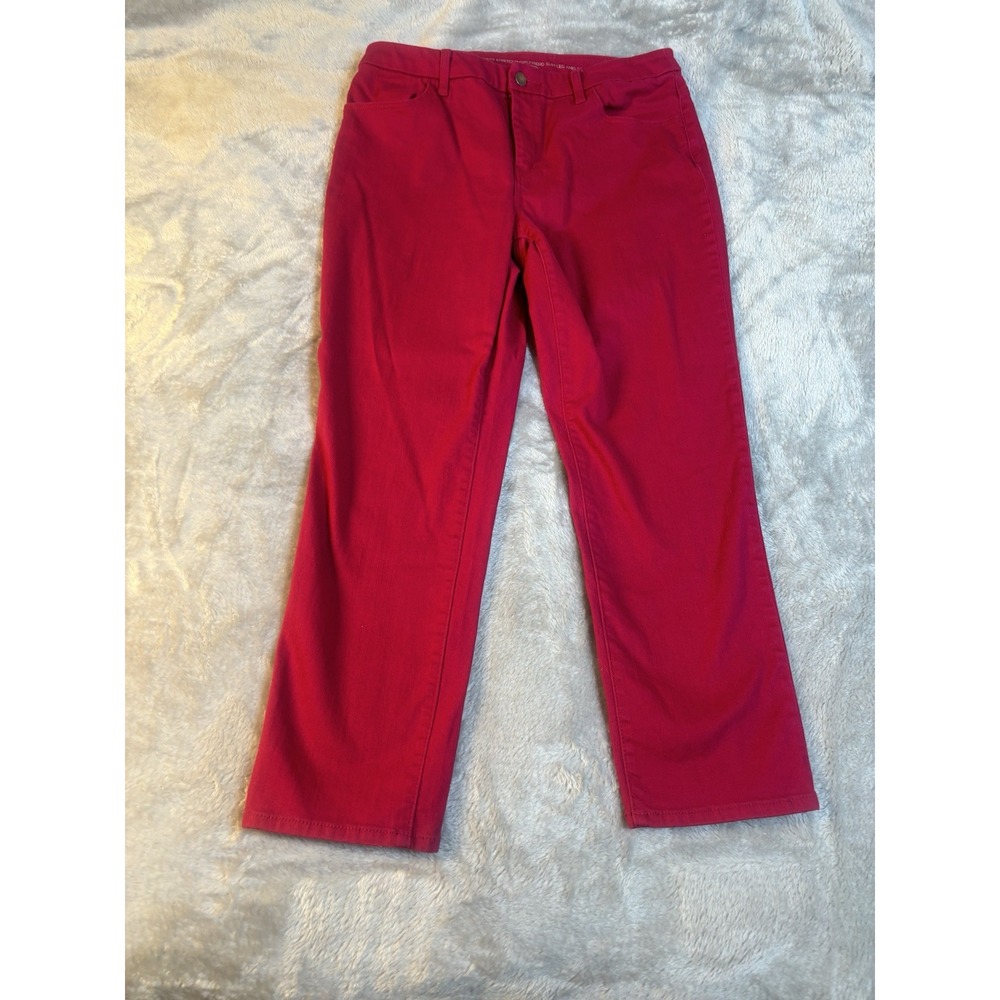 Chico's So Slimming‎ Girlfriend Ankle Jeans SZ 1 US 8 Mid Rise Hot Pink Fuschia
